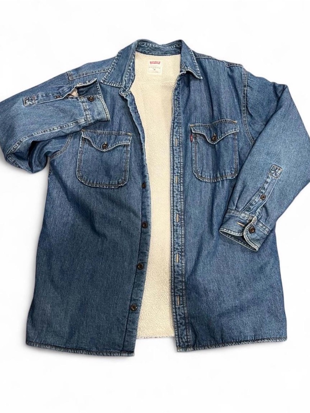 Sherpa-Lined Denim Jacket - Blue